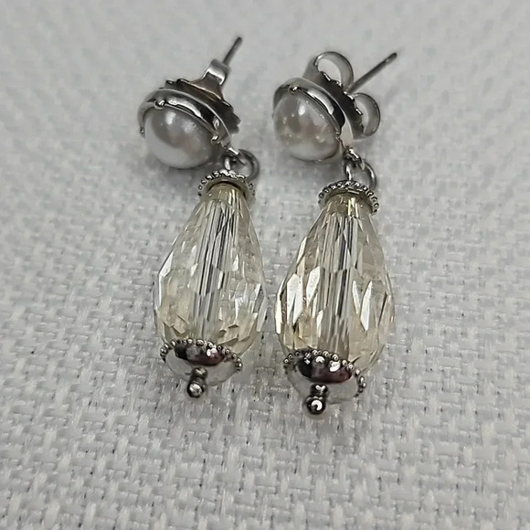 Lia Sophia Pearl Beaded Silver Drop Earrings - Picture 5 of 11